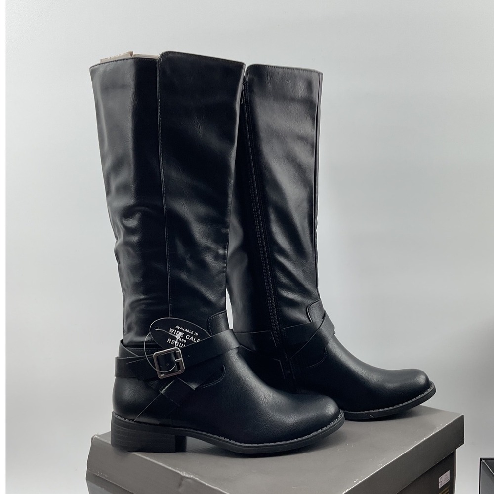 Style&co Knee High Riding Boots Women 6M F42199 Buckle Strap Zip Up